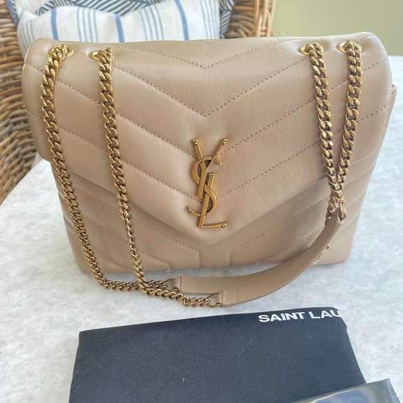 Saint Laurent small LouLou in DARK BEIGE quilted leather - Picture 1 of 10